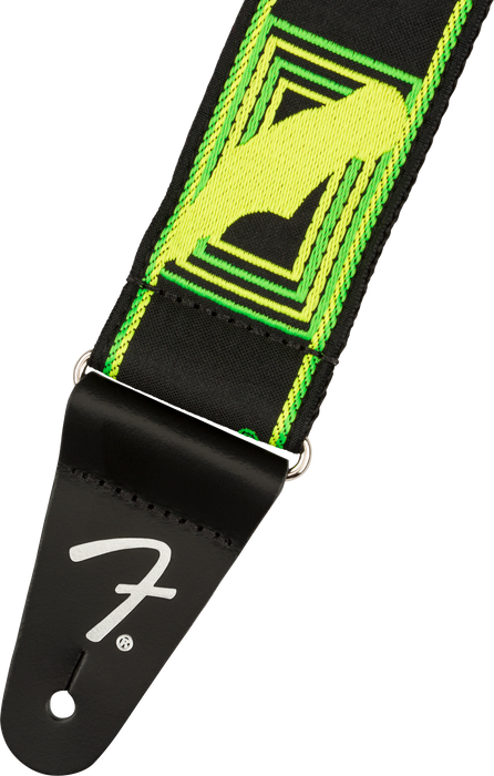 Fender® Neon Monogrammed Strap, Green and Yellow, 2" - Guitar Warehouse