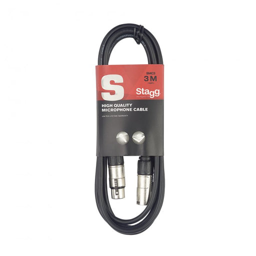Stagg Deluxe Microphone Cable 3m (10ft) XLR Male to XLR Female - Black - Guitar Warehouse