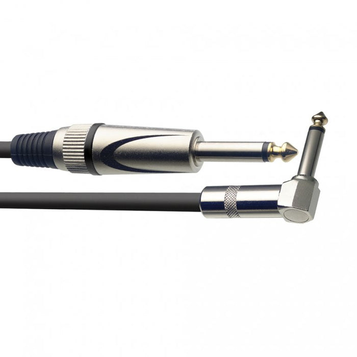 Stagg Deluxe Instrument Cable 3m (10ft) Straight to Right Angle Jack - Black - Guitar Warehouse