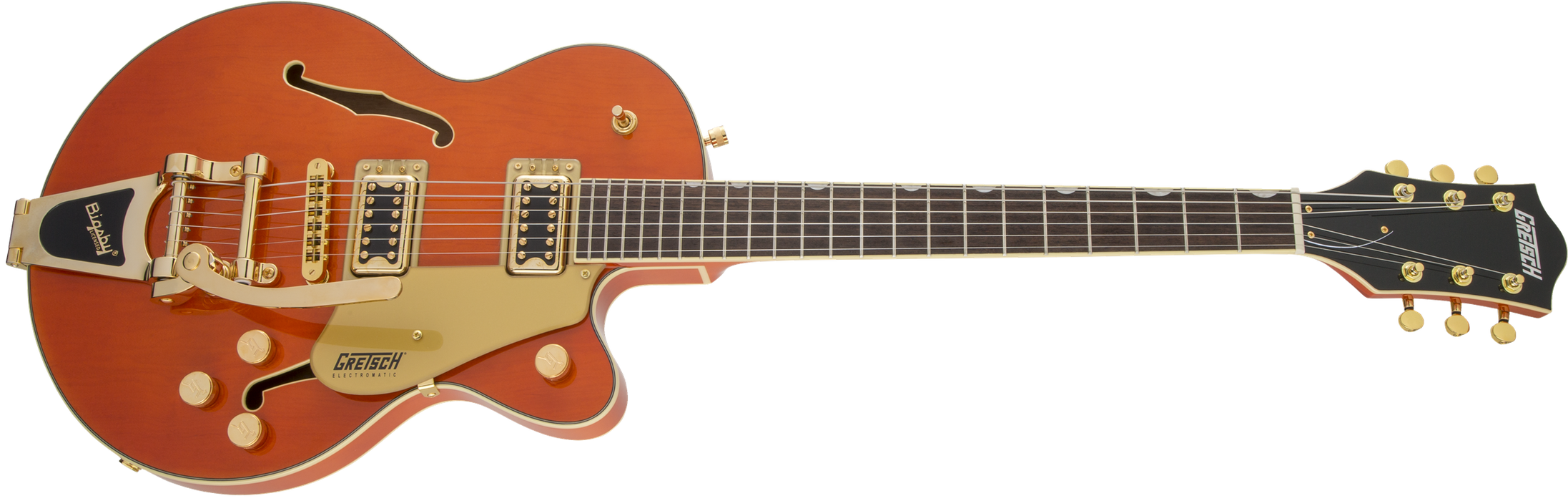 Gretsch G5655TG Electromatic® Center Block Jr. Single-Cut with Bigsby® and Gold Hardware, Laurel Fingerboard, Orange Stain - Guitar Warehouse
