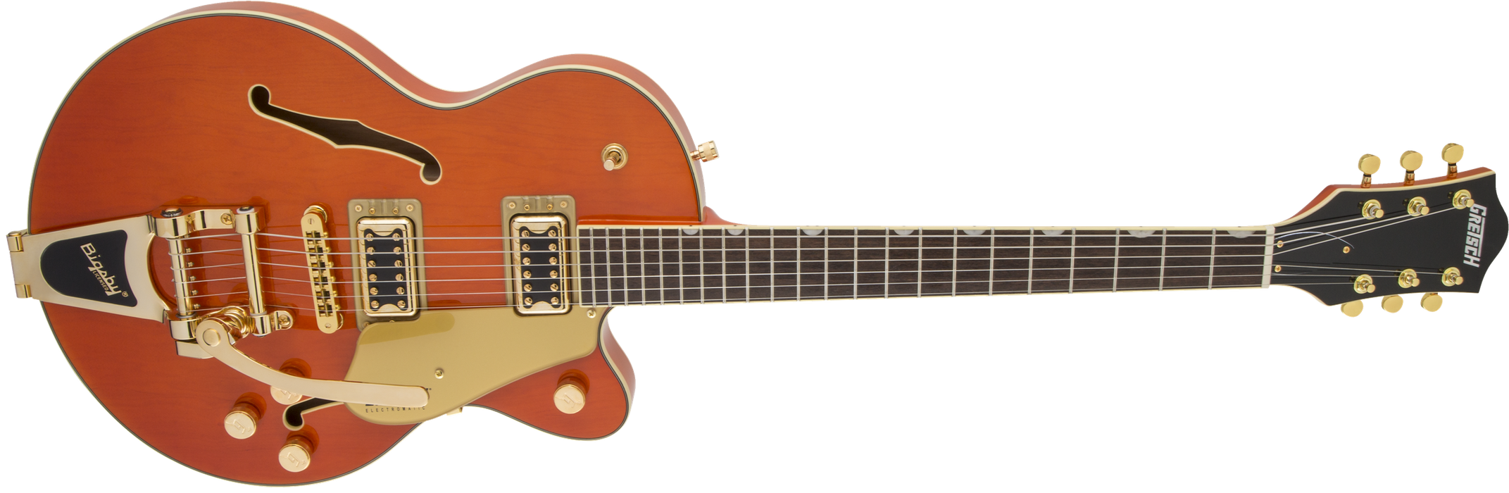 Gretsch G5655TG Electromatic® Center Block Jr. Single-Cut with Bigsby® and Gold Hardware, Laurel Fingerboard, Orange Stain - Guitar Warehouse
