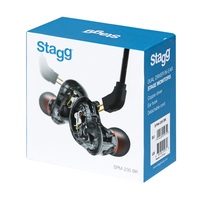 Stagg SPM-235 BK Dual Driver In-ear Stage Monitors (Pair) - Transparent - Guitar Warehouse