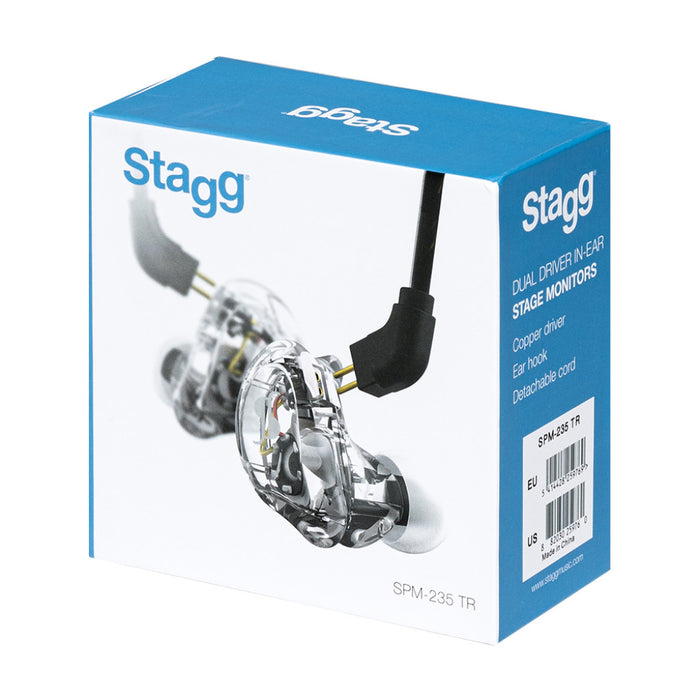 Stagg SPM-235 BK Dual Driver In-ear Stage Monitors (Pair) - Transparent - Guitar Warehouse