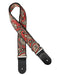 Vintage Jacquard Weave Premium Guitar Strap Cotton/Leather - Red & Gold - Guitar Warehouse