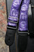 Vintage Jacquard Weave Premium Guitar Strap Cotton/Leather - Blue/Yellow - Guitar Warehouse