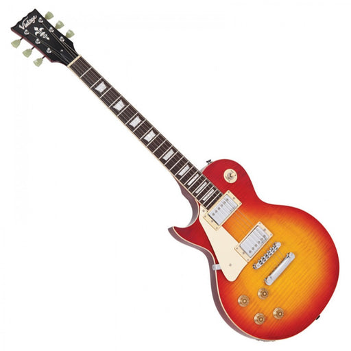 VINTAGE V100 REISSUED ELECTRIC GUITAR ~ LEFT HAND CHERRY SUNBURST - Guitar Warehouse