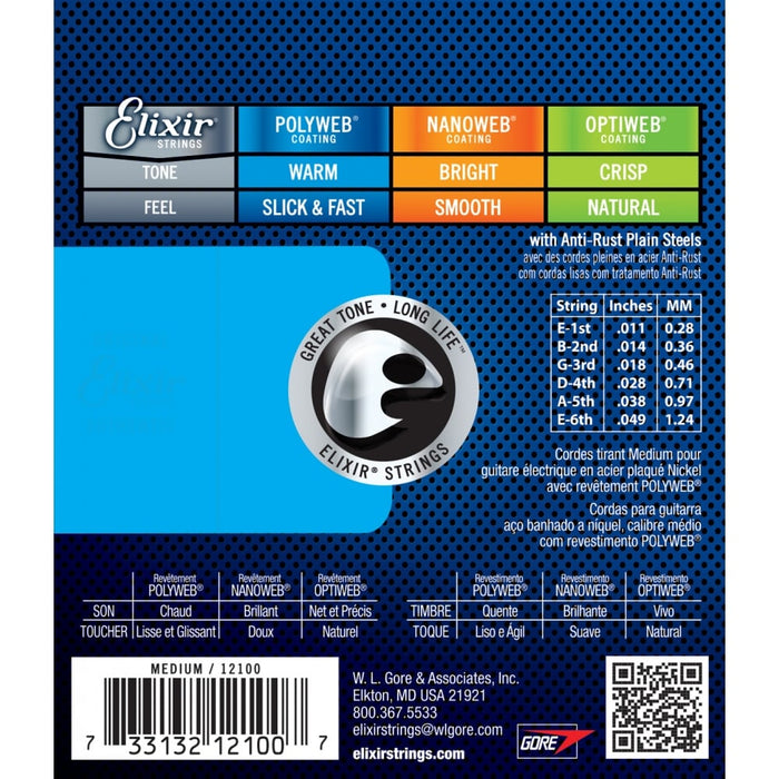 Elixir - Electric PolyWeb Medium Strings 11 - 49 - Guitar Warehouse