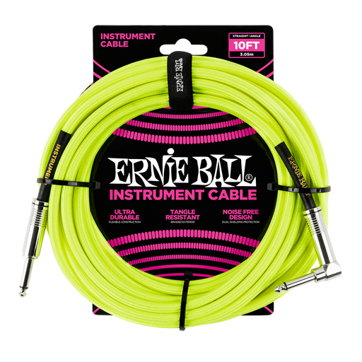 Ernie Ball Braided Cable P06080 - 10FT YELLOW - Guitar Warehouse