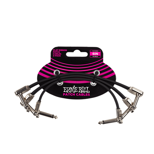 Ernie Ball 6 inch Flat Ribbon Patch Cable 3-Pack - Guitar Warehouse