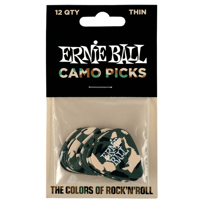 Ernie Ball Camouflage Thin Pick Pack (Pack of 12) - Guitar Warehouse
