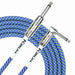 Kirlin 10ft Fabric Cable 1/4" Mono Plug Straight to Angle - Blue - Guitar Warehouse